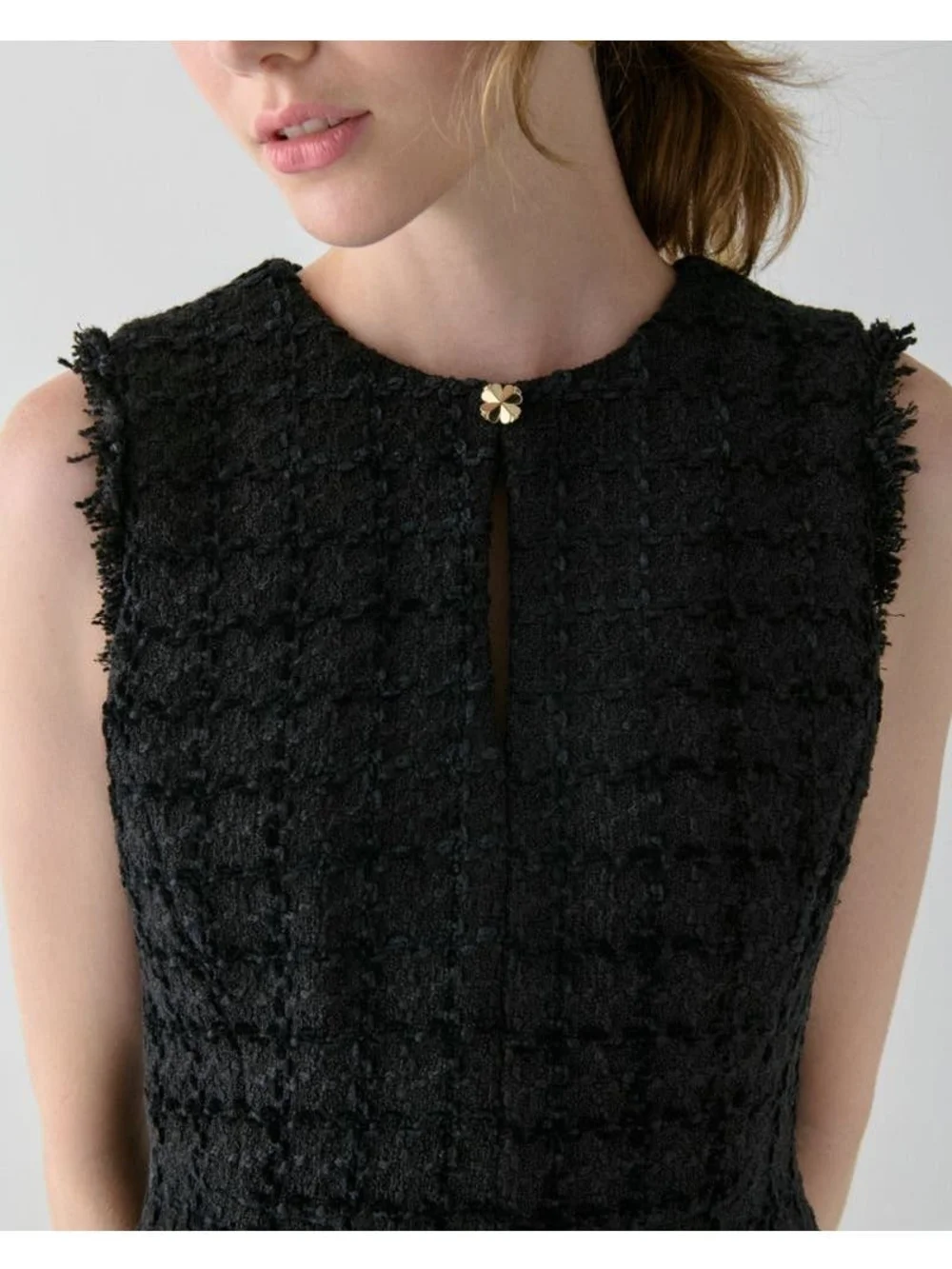 Kate Spade Plaza Tweed Fit & Flare Dress Sleeveless Black Tweed Shift Dress, 00.